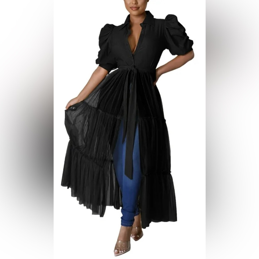 Ekaliy Sexy Bodycon High Low Asymmetrical Ruffle Tunics Blouse Shirt Top Dress
